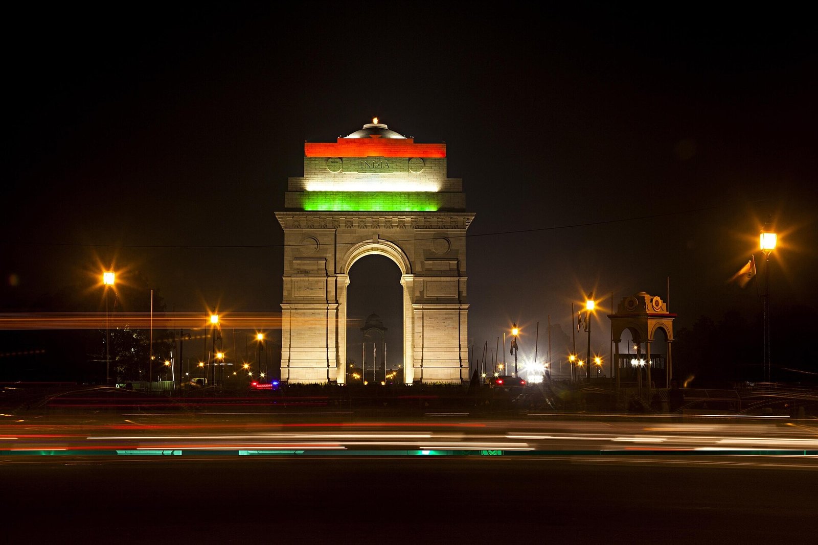 India Gate illuminated in New Delhi